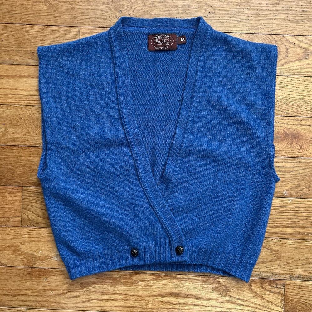 Vintage 70s Maine Gear Lobster 100% Wool Knit Sweater Vest Medium